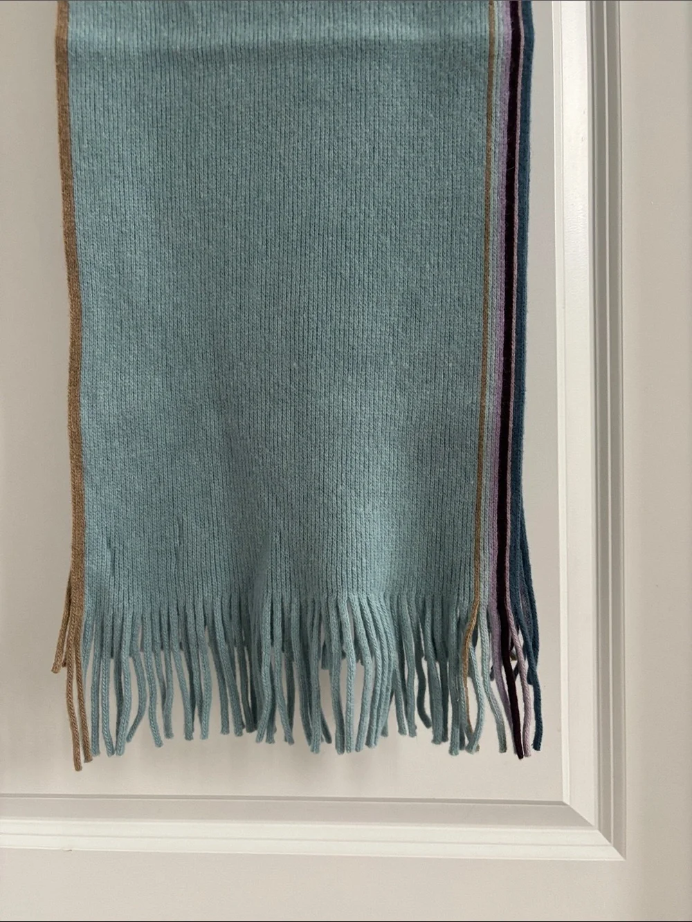 Paul Smith Teal Fringe Scarf with Contrast Edge
